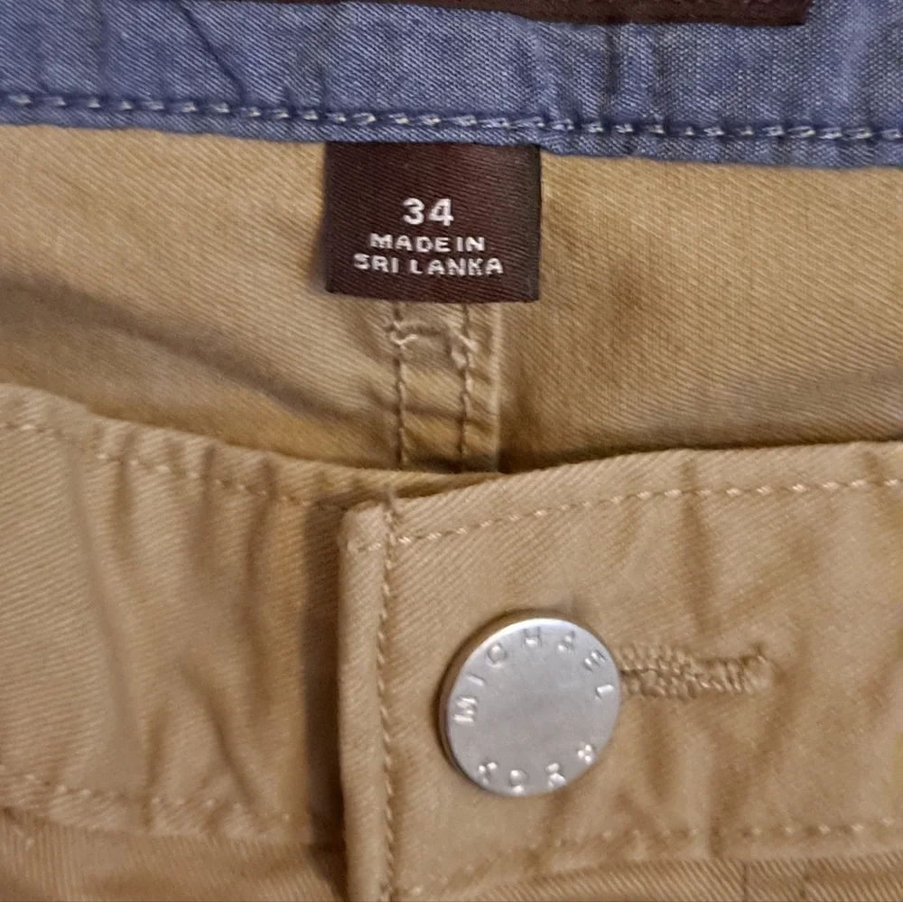 Michael Kors Tailored Classic Fit Tan Pants Size 34/32 Khaki Chino Pants Cotton